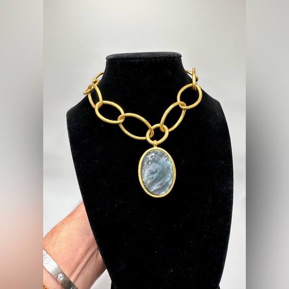 NWT Authentic Luxury Julie Vos Iridescent Charcoal Blue Statement Necklace - Picture 12 of 17